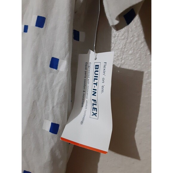 NWT Old Navy Everyday Button Up Shirt Mens Size M Khaki Geometric Built-In Flex - Picture 3 of 9